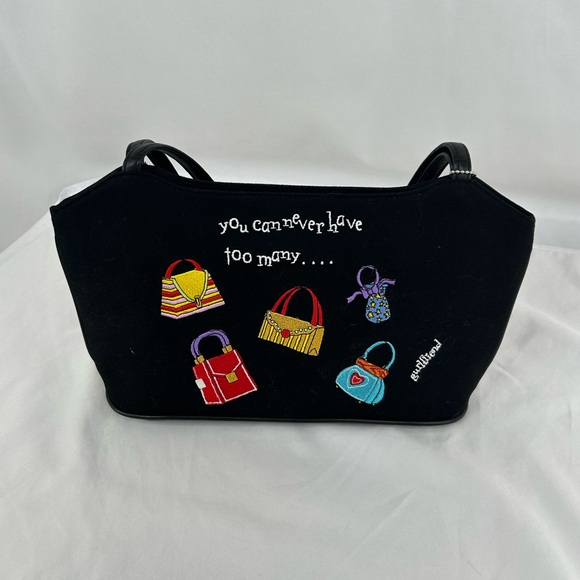 Vintage y2k Girlfriend Black Canvas Bag with Embroidered - Picture 2 of 8